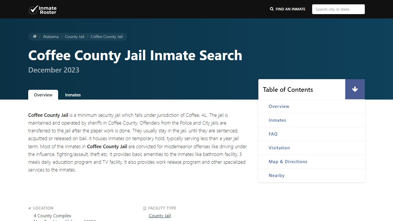 Inmate Search | Coffee County Jail - New Brockton, AL